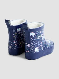 Laarzen|Jojo Maman Bébé Marineblauw eenhoorn - Print Cosy Short Wellies