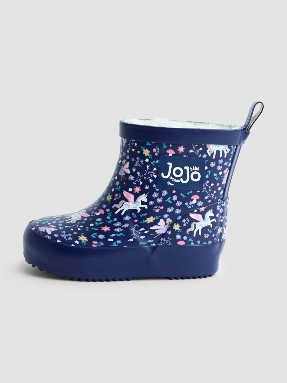 Laarzen|Jojo Maman Bébé Marineblauw eenhoorn - Print Cosy Short Wellies