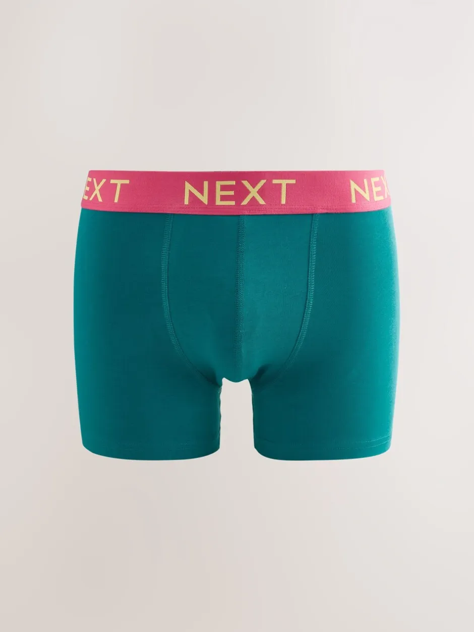 Ondergoed|Ondergoed|Next - Verpakking van 10 - Katoenrijke trunk boxers Marineblauw fel Paarse/ Oranje taillebanden