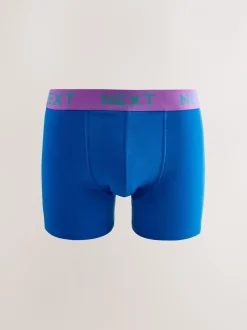 Ondergoed|Ondergoed|Next - Verpakking van 10 - Katoenrijke trunk boxers Marineblauw fel Paarse/ Oranje taillebanden