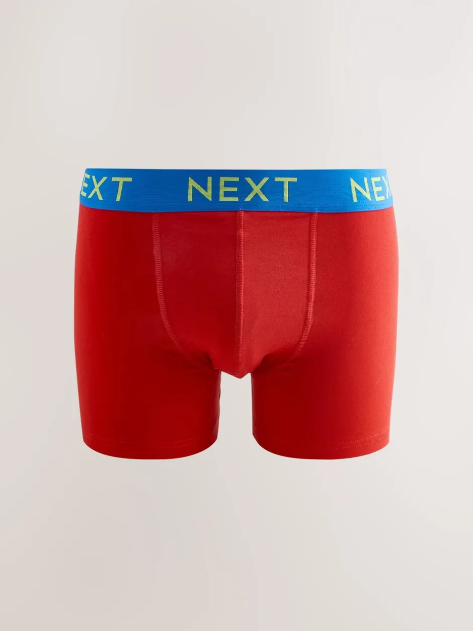 Ondergoed|Ondergoed|Next - Verpakking van 10 - Katoenrijke trunk boxers Marineblauw fel Paarse/ Oranje taillebanden