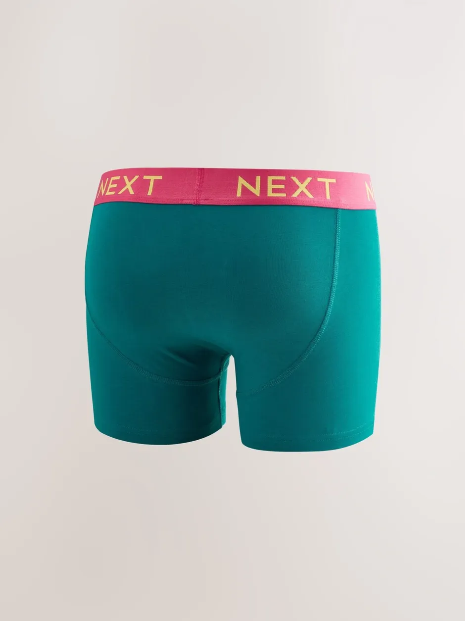 Ondergoed|Ondergoed|Next - Verpakking van 10 - Katoenrijke trunk boxers Marineblauw fel Paarse/ Oranje taillebanden