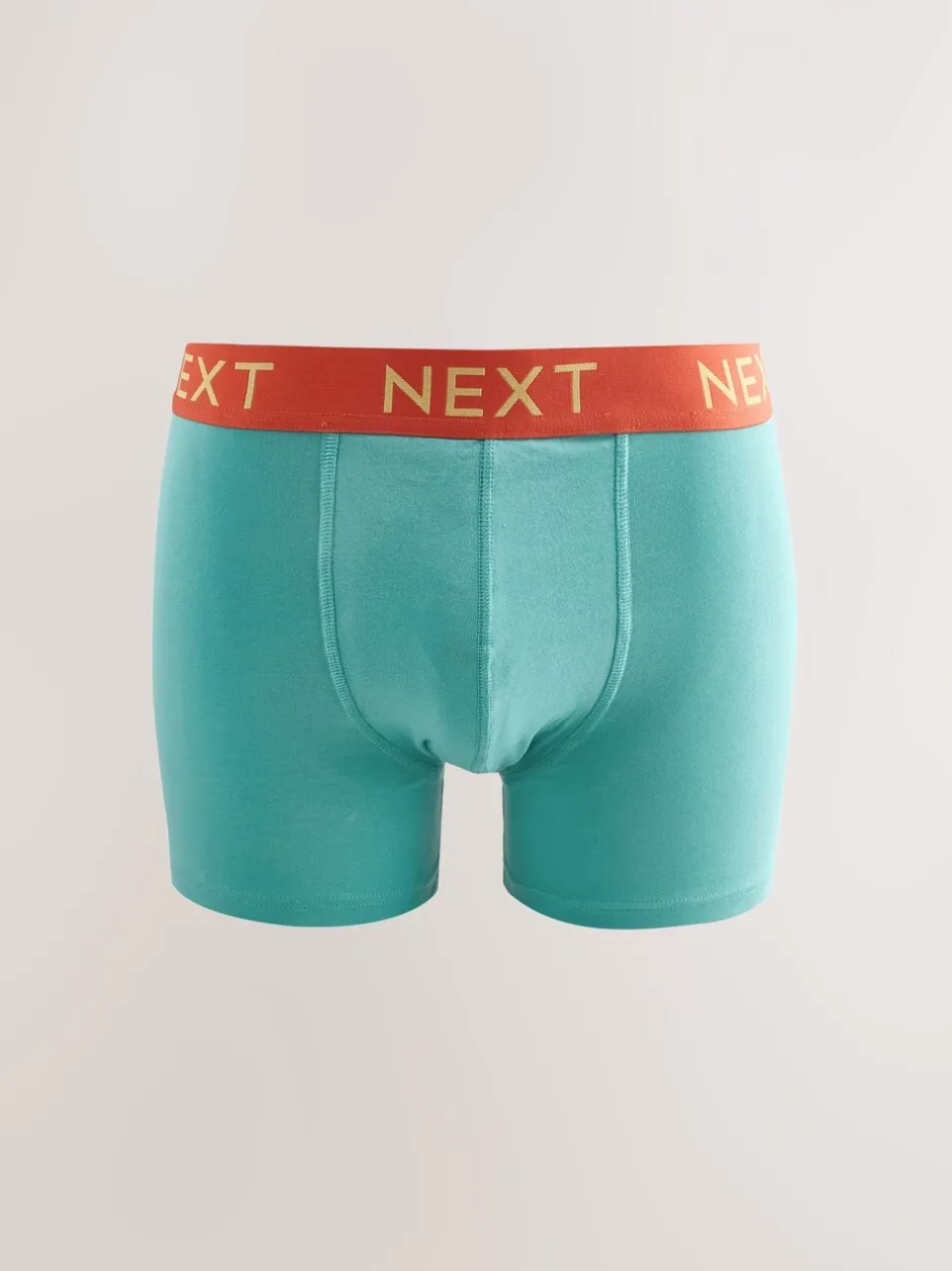 Ondergoed|Ondergoed|Next - Verpakking van 10 - Katoenrijke trunk boxers Marineblauw fel Paarse/ Oranje taillebanden