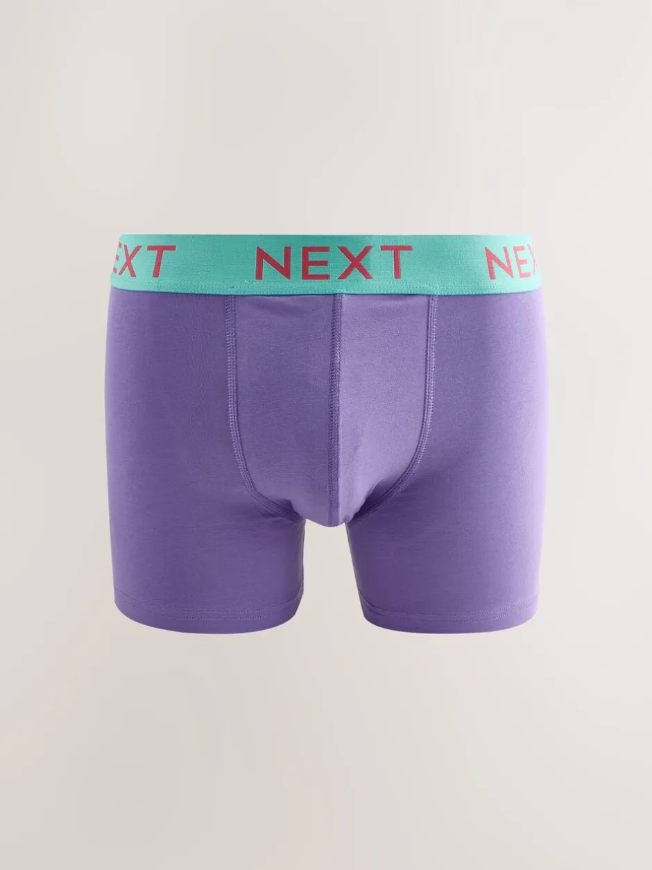 Ondergoed|Ondergoed|Next - Verpakking van 10 - Katoenrijke trunk boxers Marineblauw fel Paarse/ Oranje taillebanden