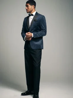 Smokings En Feestkleding|Blazers En Business-Jasjes*Next - Slim Fit - Fluwelen blazer met patroon Marineblauw geometrisch