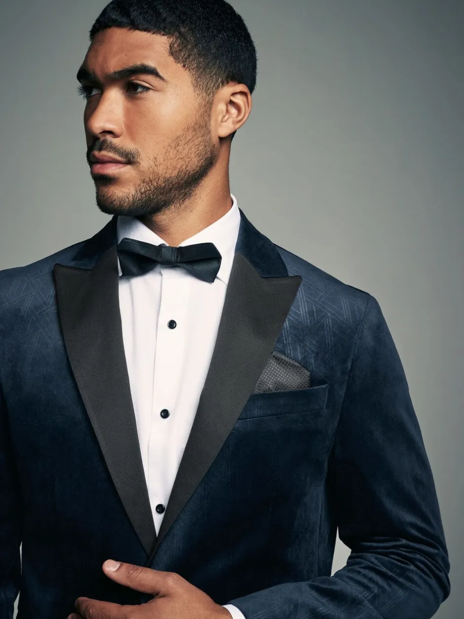 Smokings En Feestkleding|Blazers En Business-Jasjes*Next - Slim Fit - Fluwelen blazer met patroon Marineblauw geometrisch