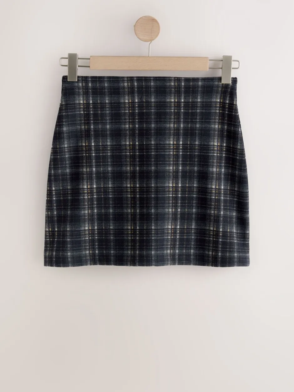 Rokken*Next - Geborstelde minirok Marineblauw geruit