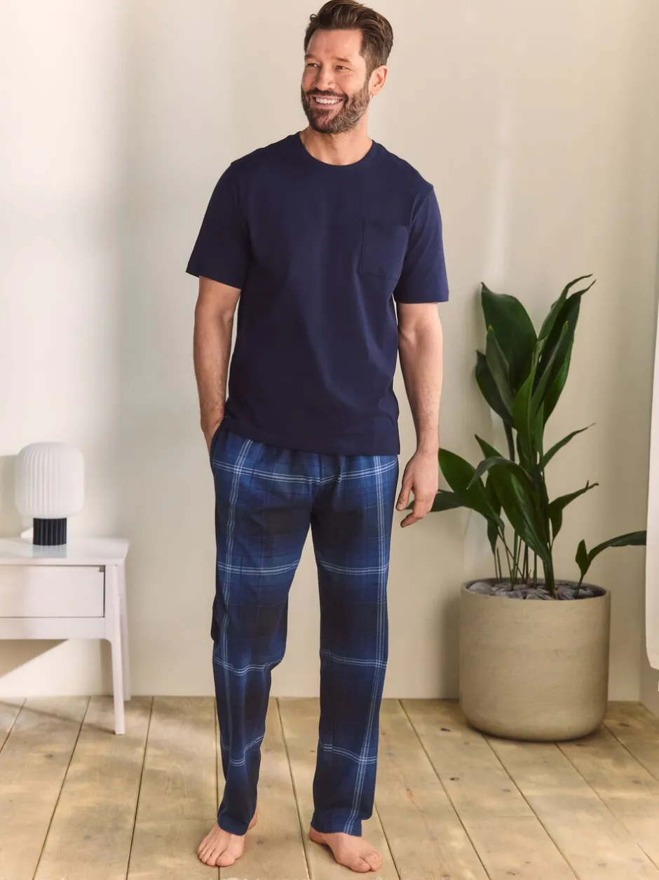 Pyjama's|Loungewear|Next - Jersey pyjama met korte mouwen Marineblauw geruit