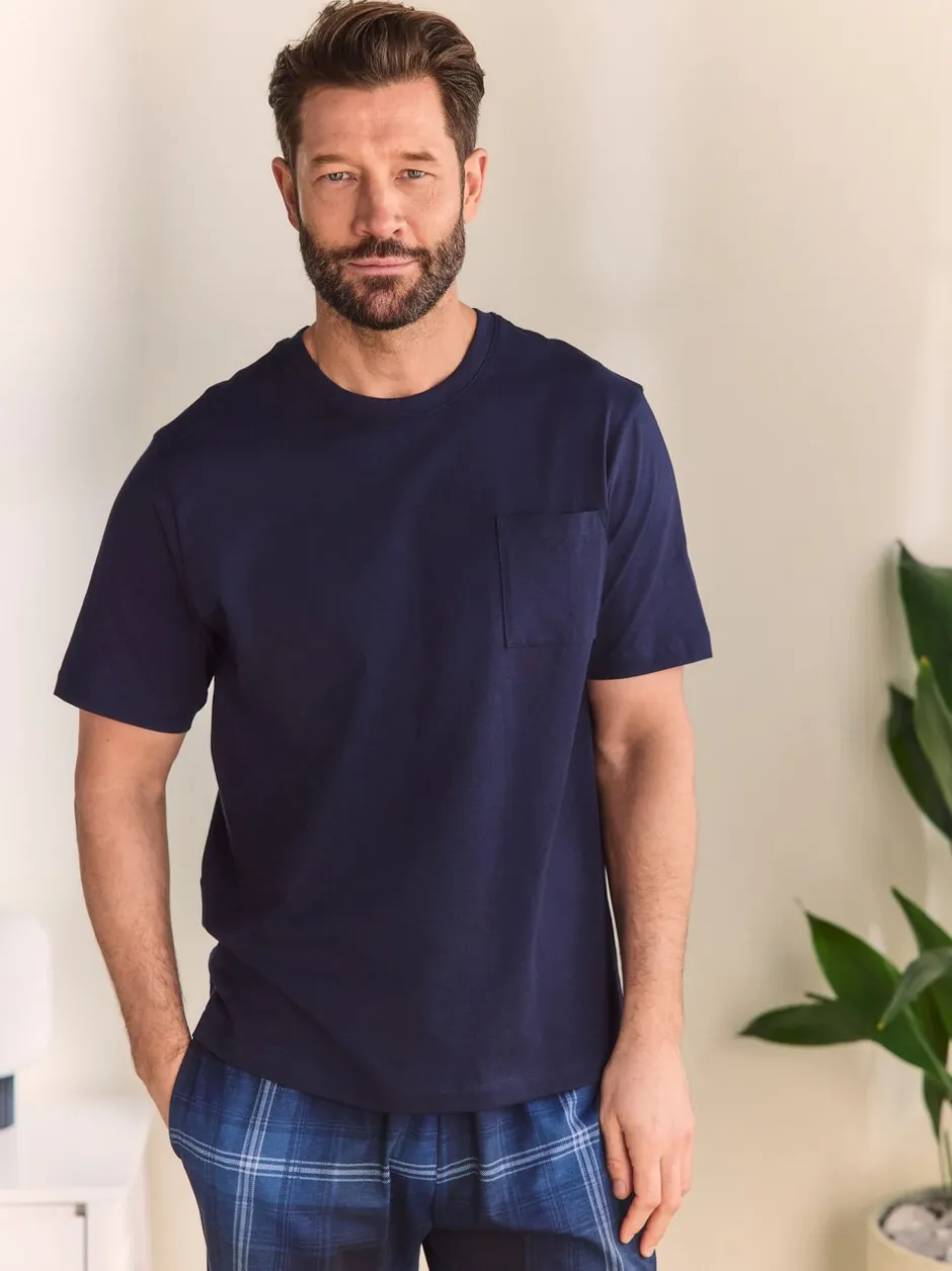 Pyjama's|Loungewear|Next - Jersey pyjama met korte mouwen Marineblauw geruit