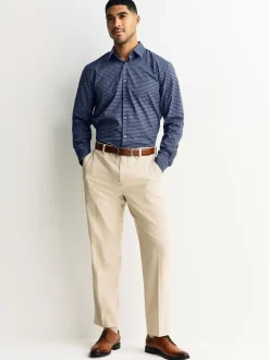 Formele Overhemden|Next - Long Sleeve Soft Touch Smart Shirt Marineblauw geruit
