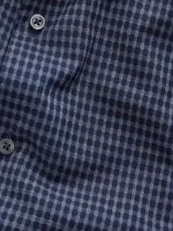Formele Overhemden|Next - Long Sleeve Soft Touch Smart Shirt Marineblauw geruit