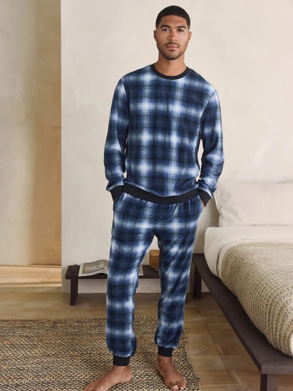 Pyjama's|Next - Motionflex - Behaaglijke pyjama met lange mouwen en boorden Marineblauw geruit