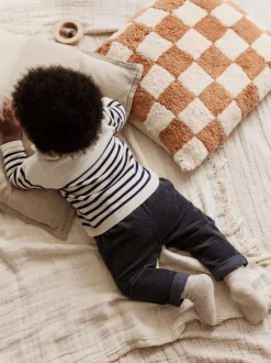 Broeken En Chino's|Shirts|Next - Babyset van gebreide top en broek (0mnd-2jr) Marineblauw gestreept