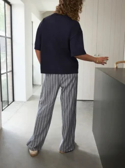 Pyjama's|Loungewear|self. - Pyjama met korte mouwen Marineblauw gestreept