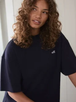 Pyjama's|Loungewear|self. - Pyjama met korte mouwen Marineblauw gestreept