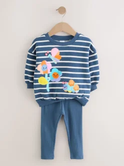 Sets En Combisets|Truien En Breisels*Next - Set met sweatshirt en legging (3 mnd-7 jr) Marineblauw gestreept met personages