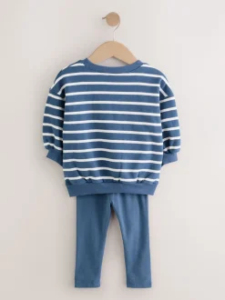 Sets En Combisets|Truien En Breisels*Next - Set met sweatshirt en legging (3 mnd-7 jr) Marineblauw gestreept met personages