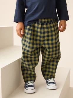 Broeken En Chino's|Next - Barrel pull-on broek (3mnd -7jr) (3mnd -7jr) Marineblauw Gingham