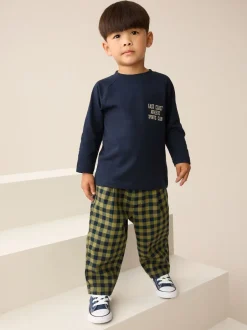Broeken En Chino's|Next - Barrel pull-on broek (3mnd -7jr) (3mnd -7jr) Marineblauw Gingham