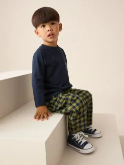 Broeken En Chino's|Next - Barrel pull-on broek (3mnd -7jr) (3mnd -7jr) Marineblauw Gingham