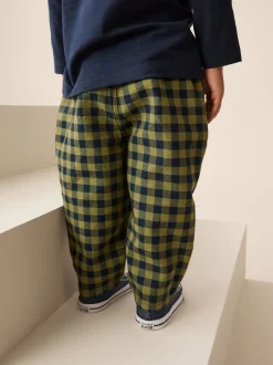 Broeken En Chino's|Next - Barrel pull-on broek (3mnd -7jr) (3mnd -7jr) Marineblauw Gingham