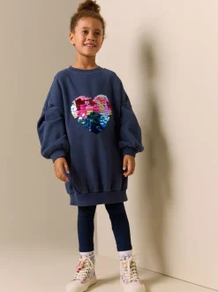 Gebreide Kleding|Jurken*Next Marineblauw hart van lovertjes - Trui-jurk (3-16 jr)