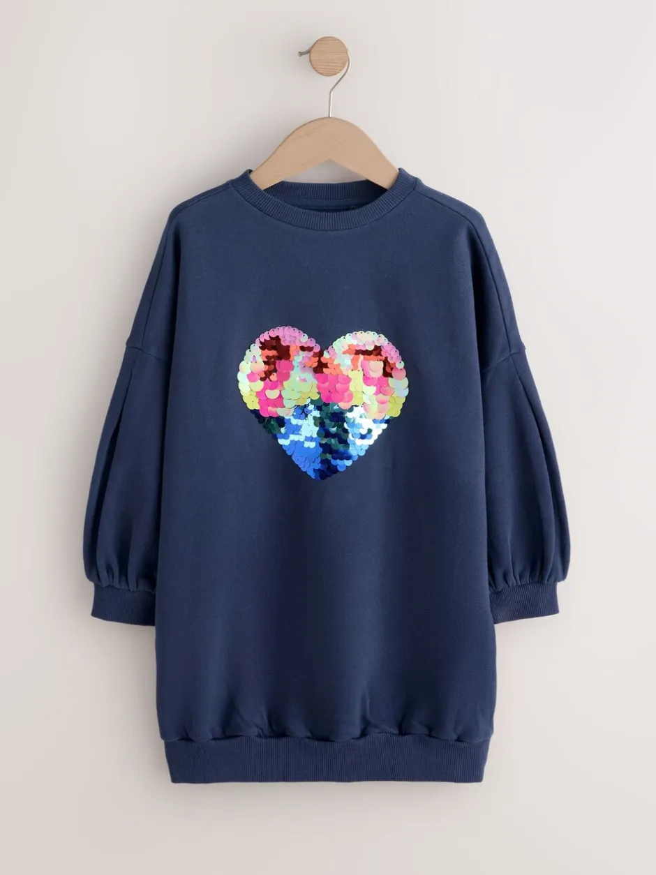 Gebreide Kleding|Jurken*Next Marineblauw hart van lovertjes - Trui-jurk (3-16 jr)