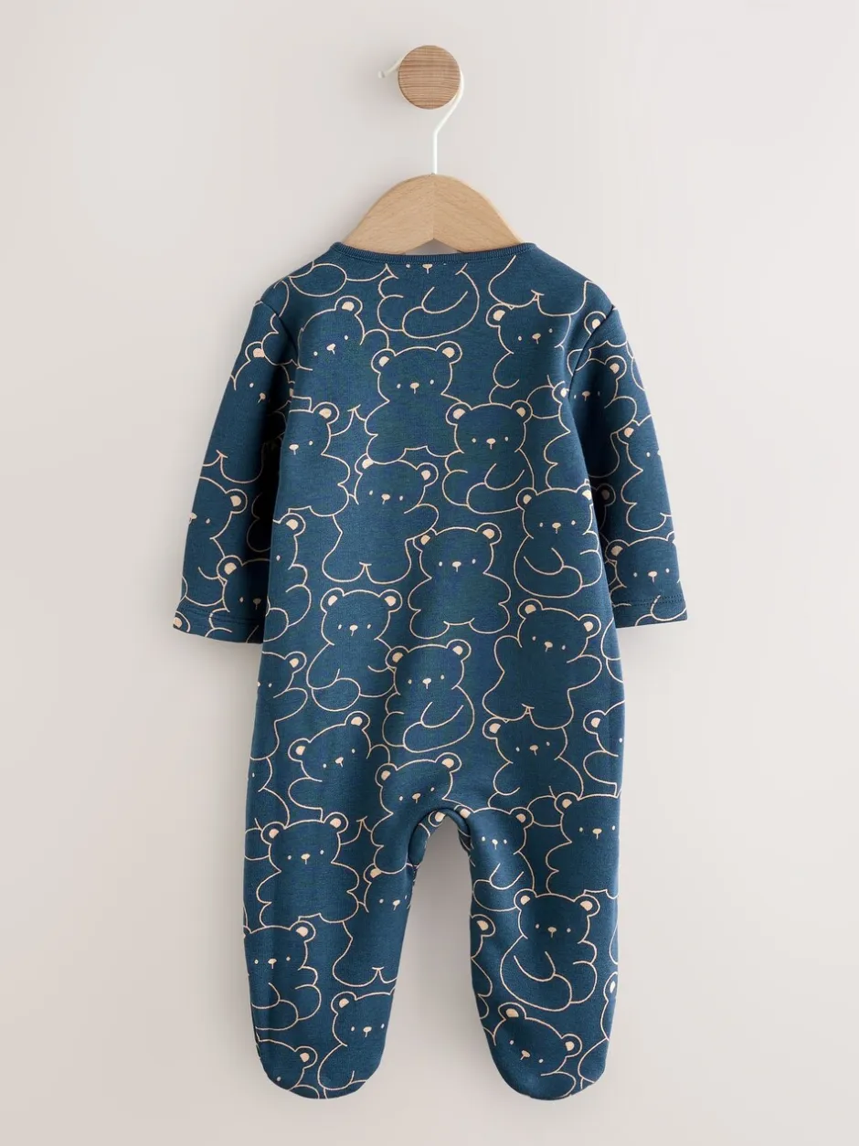 Babypakjes En Babypyjama's*Next - Babypyjama met fleecevoering Marineblauw met berenprint