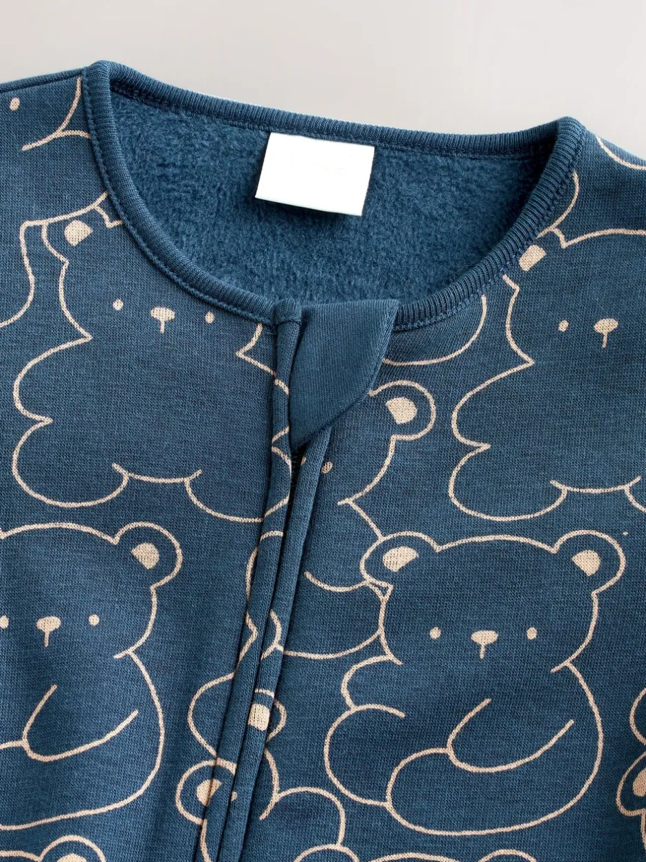 Babypakjes En Babypyjama's*Next - Babypyjama met fleecevoering Marineblauw met berenprint