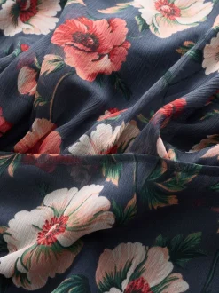 Gelegenheidskleding|Jurken|Next - Gedrukte Maxi-jurk met hoge hals en tierlantijntjes Marineblauw met bloemenprint