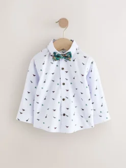 Gelegenheidskleding|Kostuums En Herenvesten*Next - Set met gilet, overhemd en vlinderdas (3 mnd- 7 jr) Marineblauw met dinosaurus
