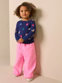 Tops*Next Marineblauw met katten- en hondenprint - Geribbeld T-shirt met lange mouwen (3mnd-7jr)