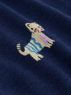 T-Shirts|Next Marineblauw met katten- en hondenprint - Geribbelde legging met uitlopende pijpen (3mnd-7jr)