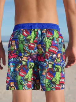 Badkleding|Next Marineblauw met Minecraft-print - Zwemshort (3-16 jr)