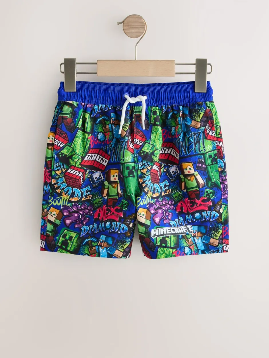 Badkleding|Next Marineblauw met Minecraft-print - Zwemshort (3-16 jr)