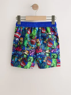 Badkleding|Next Marineblauw met Minecraft-print - Zwemshort (3-16 jr)