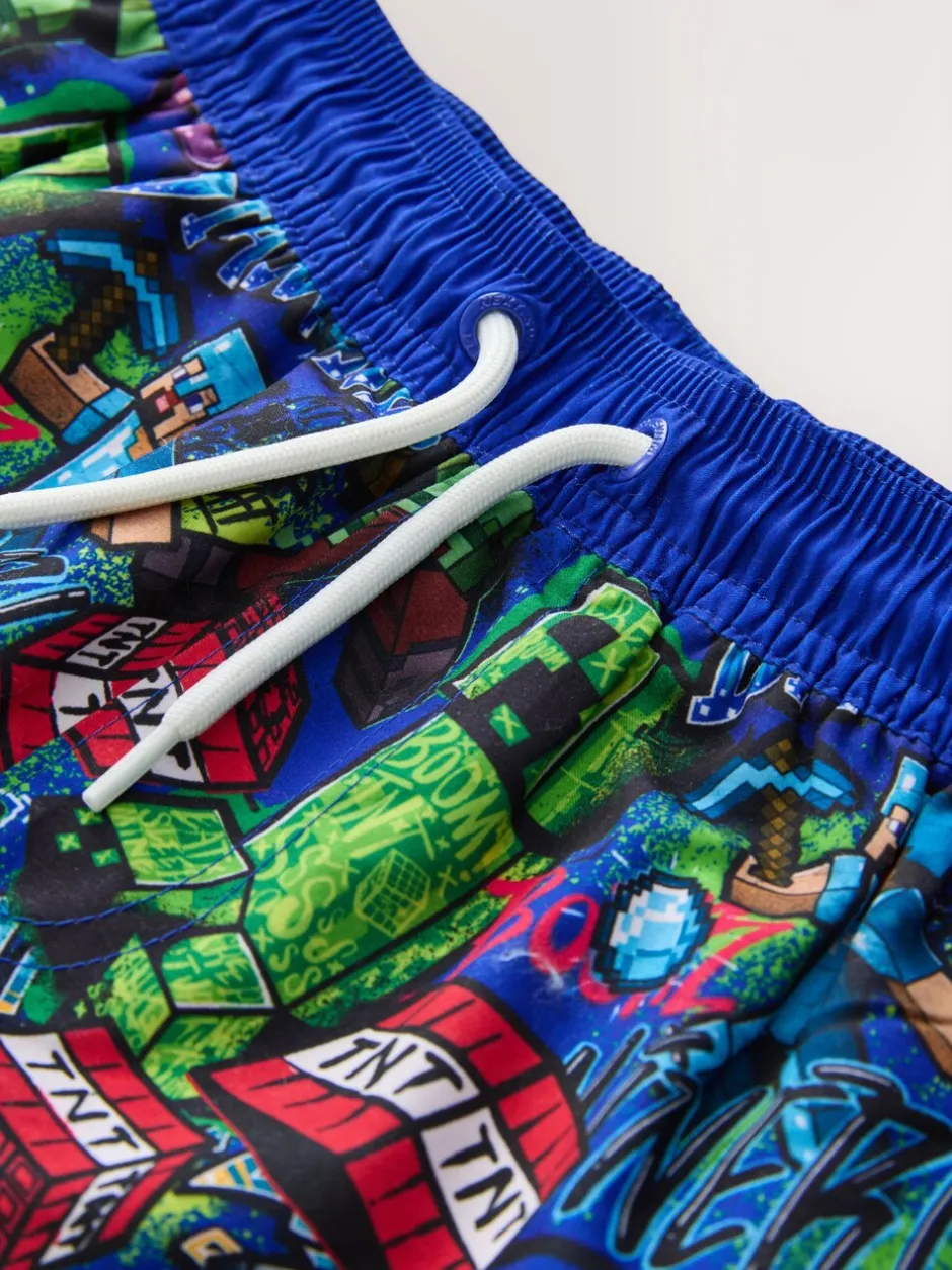 Badkleding|Next Marineblauw met Minecraft-print - Zwemshort (3-16 jr)