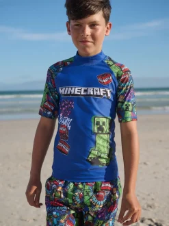 Badkleding|Next Marineblauw met Minecraft-print - Surfhemdje (3-16 jr)