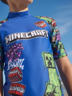 Badkleding|Next Marineblauw met Minecraft-print - Surfhemdje (3-16 jr)