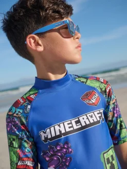 Badkleding|Next Marineblauw met Minecraft-print - Surfhemdje (3-16 jr)