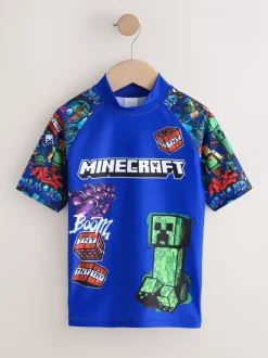 Badkleding|Next Marineblauw met Minecraft-print - Surfhemdje (3-16 jr)