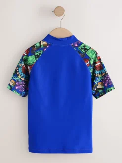 Badkleding|Next Marineblauw met Minecraft-print - Surfhemdje (3-16 jr)