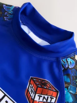 Badkleding|Next Marineblauw met Minecraft-print - Surfhemdje (3-16 jr)