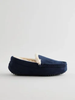 Pantoffels*Next - Behaaglijke pantoffels met mocassin Marineblauw met neutrale warme voering