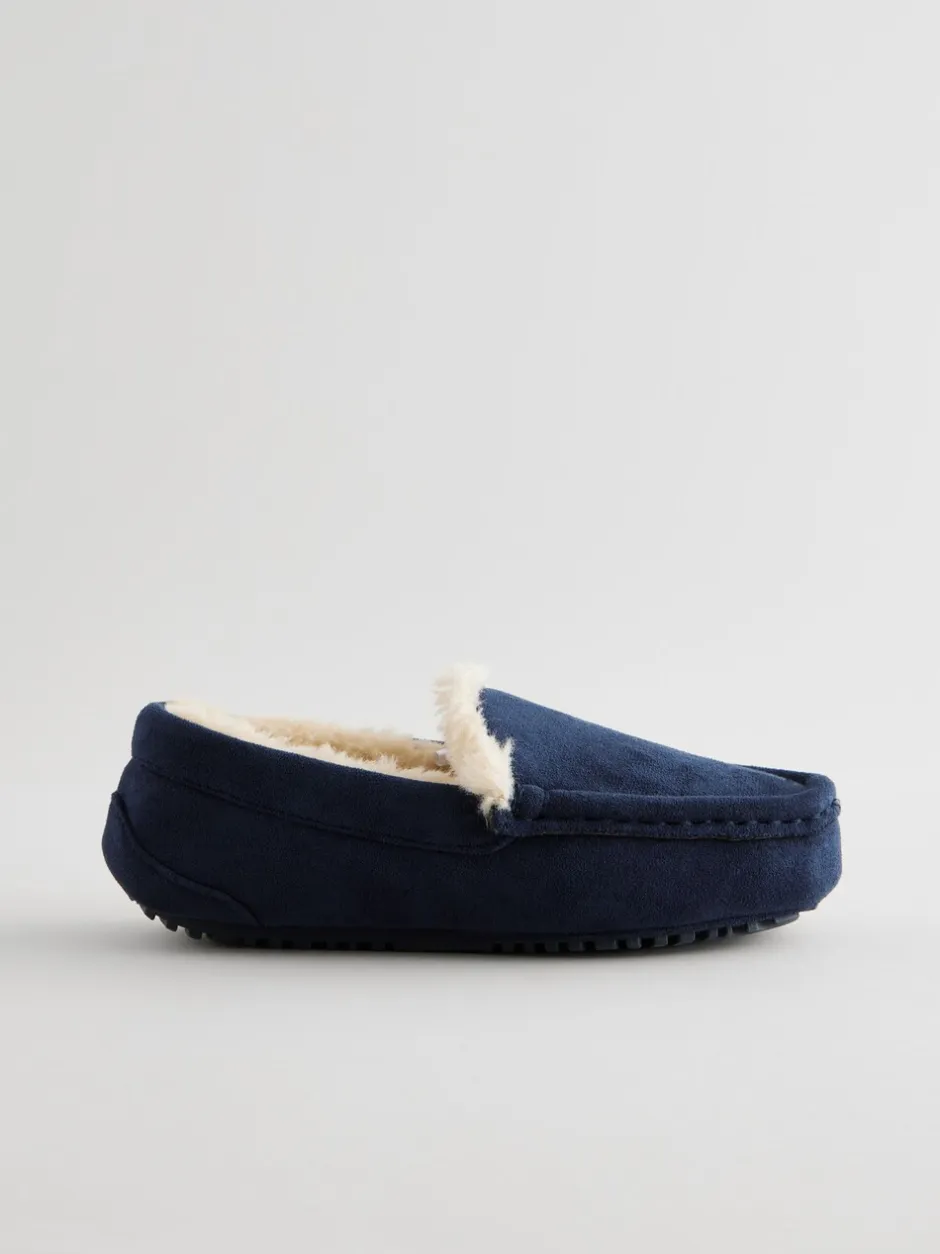 Pantoffels*Next - Behaaglijke pantoffels met mocassin Marineblauw met neutrale warme voering