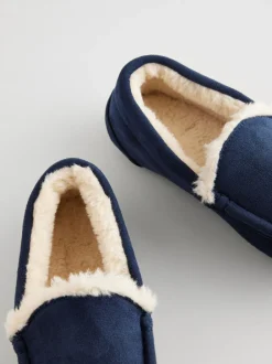 Pantoffels*Next - Behaaglijke pantoffels met mocassin Marineblauw met neutrale warme voering