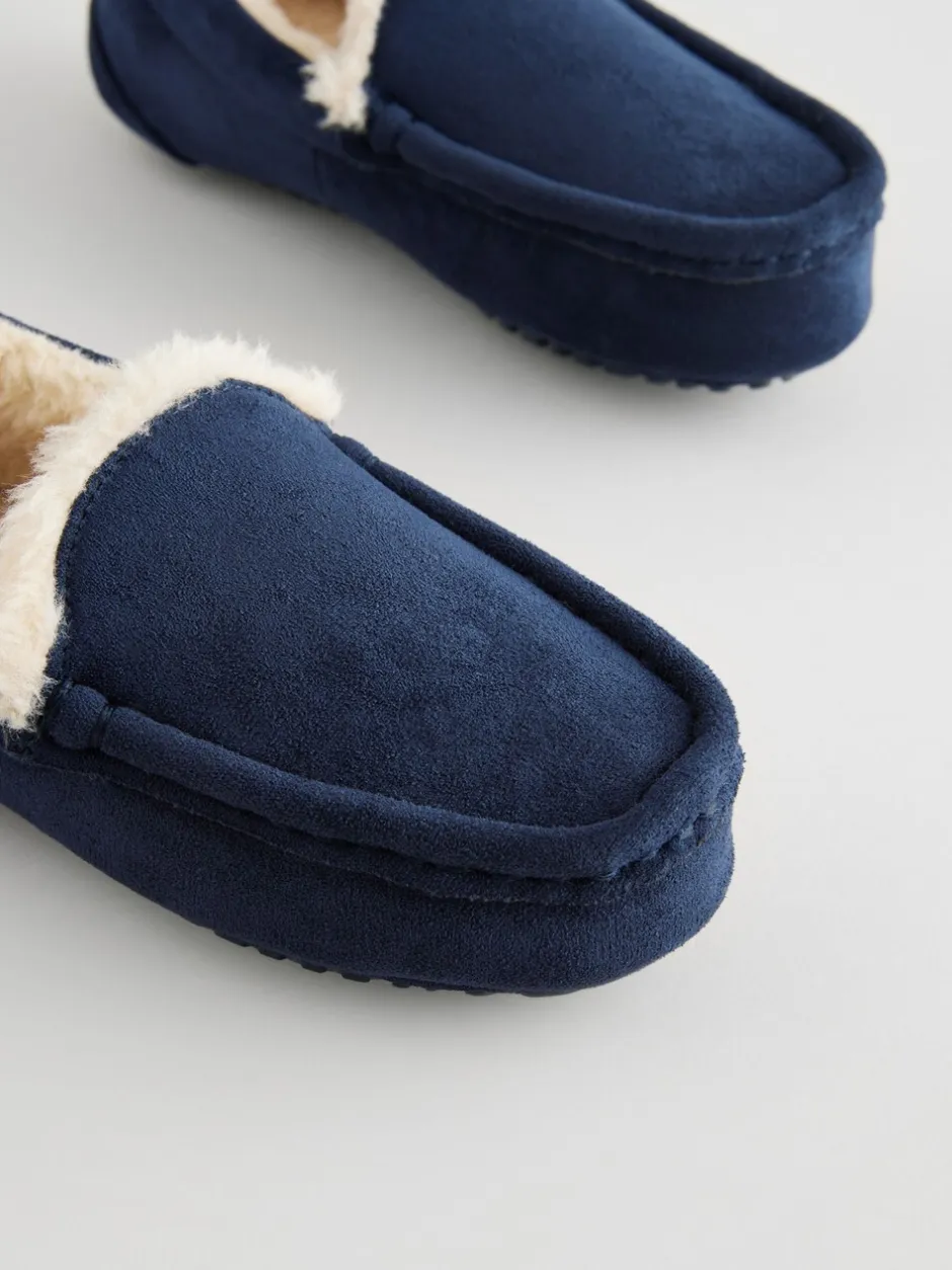 Pantoffels*Next - Behaaglijke pantoffels met mocassin Marineblauw met neutrale warme voering
