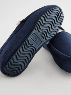 Pantoffels*Next - Behaaglijke pantoffels met mocassin Marineblauw met neutrale warme voering