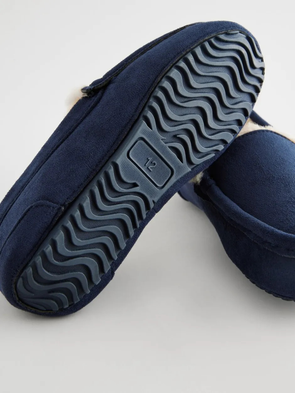Pantoffels*Next - Behaaglijke pantoffels met mocassin Marineblauw met neutrale warme voering