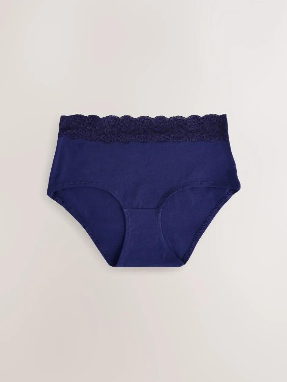 Onderbroeken*Next - Katoenen kanten slipjes 4 stuks Marineblauw met paisleymotief